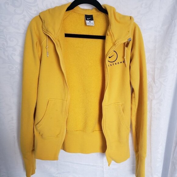 NIKE Hoodie Livestrong  Small Sweatshirt Fit Womans Yellow Zip Up - Picture 3 of 16